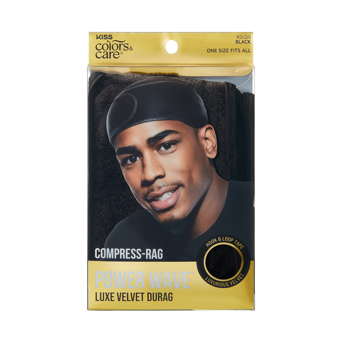 KISS Colors &amp; Care Compress-Rag Power Wave Luxe Velvet Durag, Black