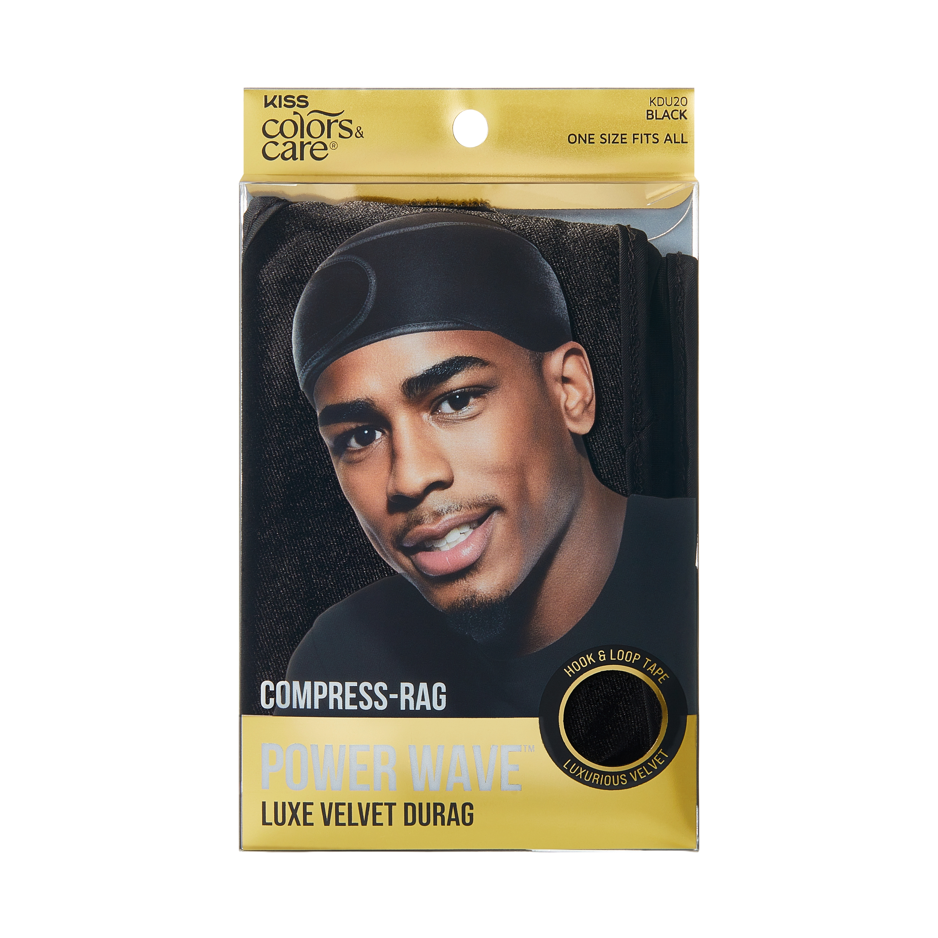 KISS Colors &amp; Care Compress-Rag Power Wave Luxe Velvet Durag, Black