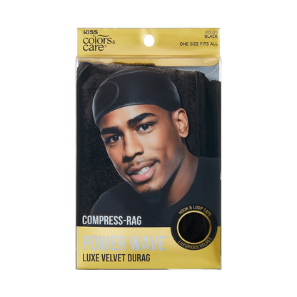 KISS Colors &amp; Care Compress-Rag Power Wave Luxe Velvet Durag, Black