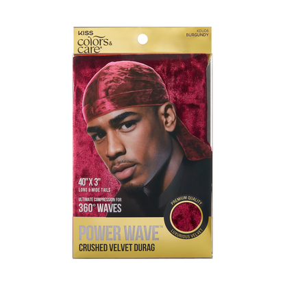 KISS Colors &amp; Care Power Wave Velvet Luxe Durag, Burgundy