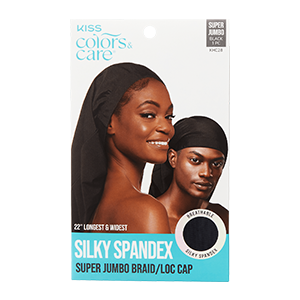 KISS Colors & Care Silky Spandex Braid/Loc Cap, Super Jumbo – Black